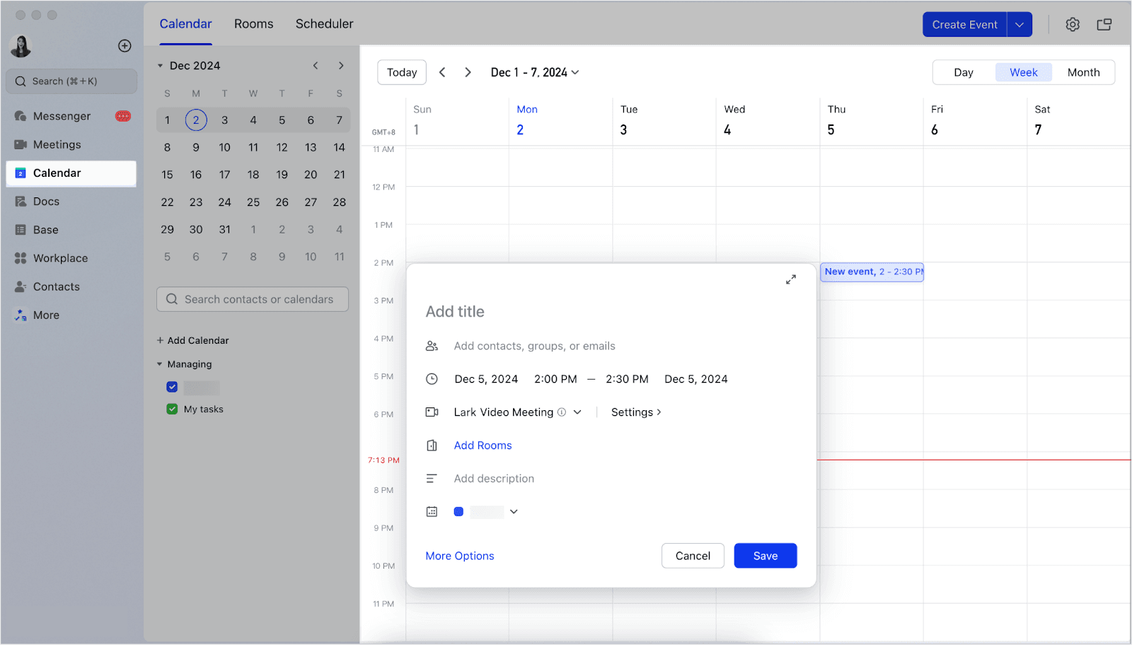 Interface of Lark Calendar