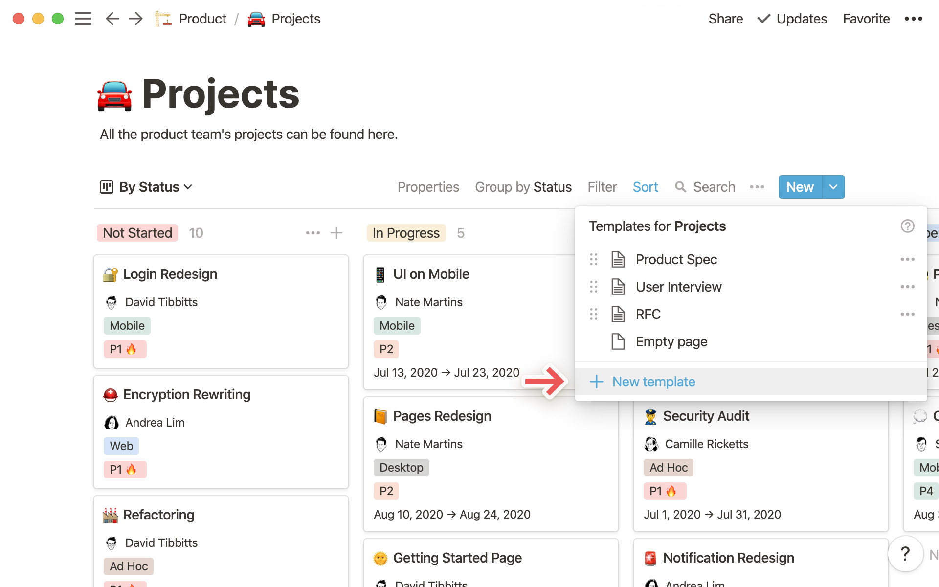 Notion project management