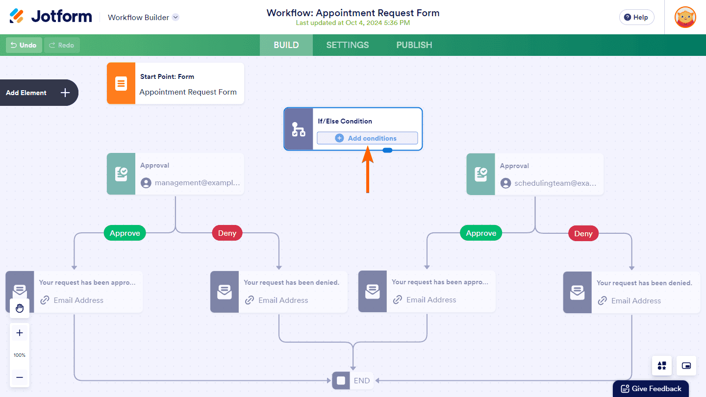 Jotform workflow working space&nbsp;