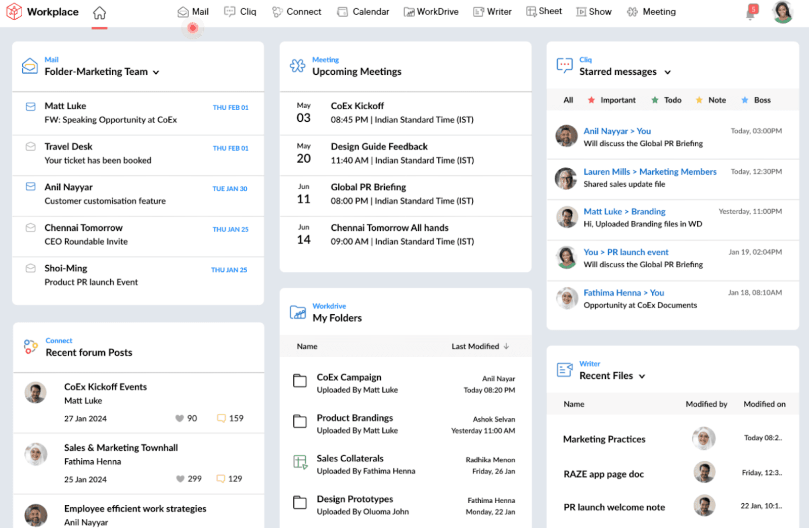 Communication hub on Zoho Workplace