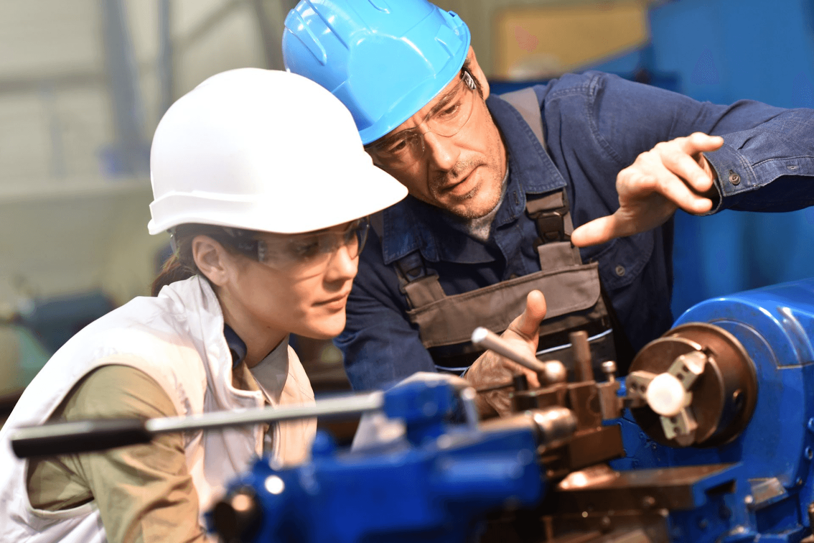 Two workers in the manufacture factory