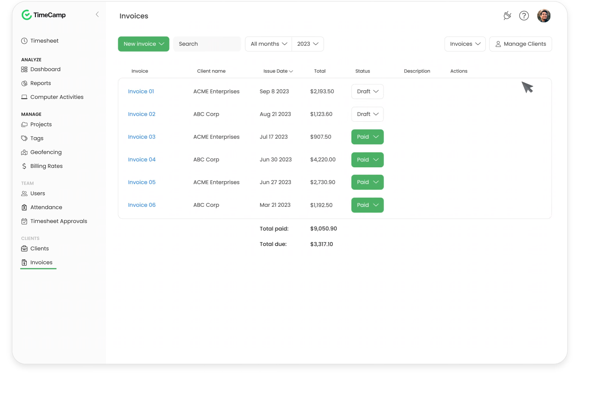 TimeCamp as an enterprise time tracking software