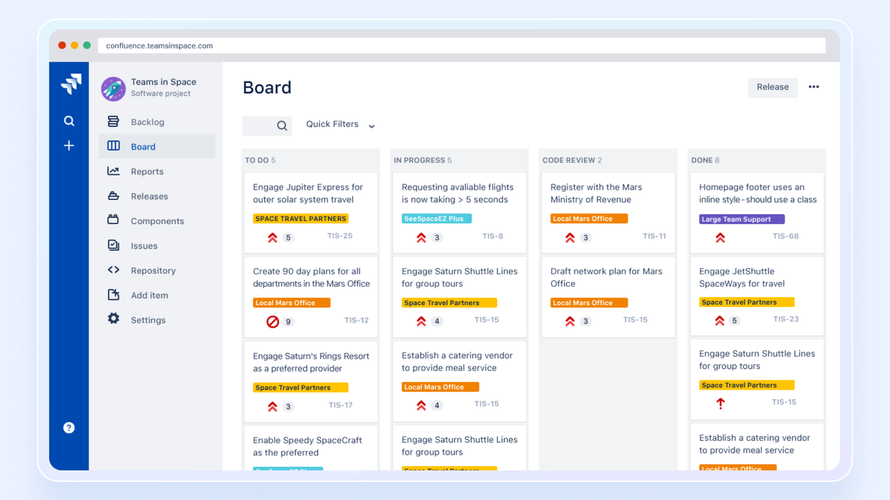 Jira's scrum board interface