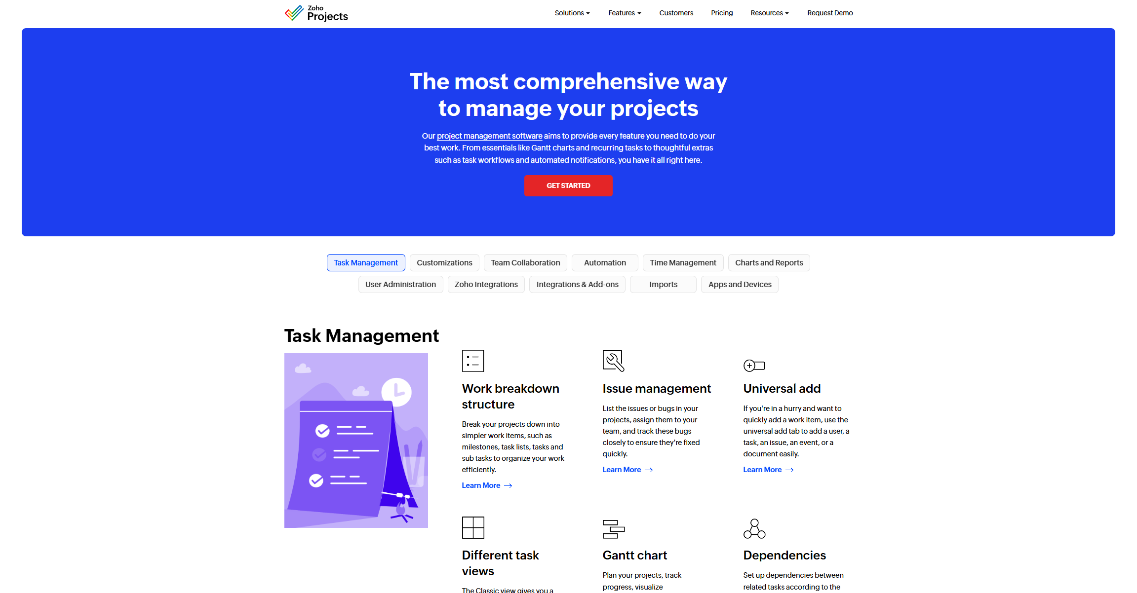Zoho Projects features