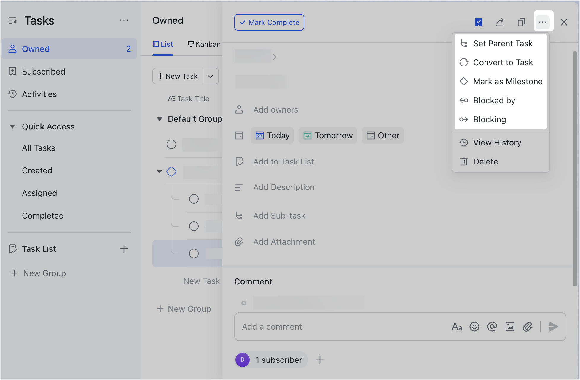 View and edit tasks