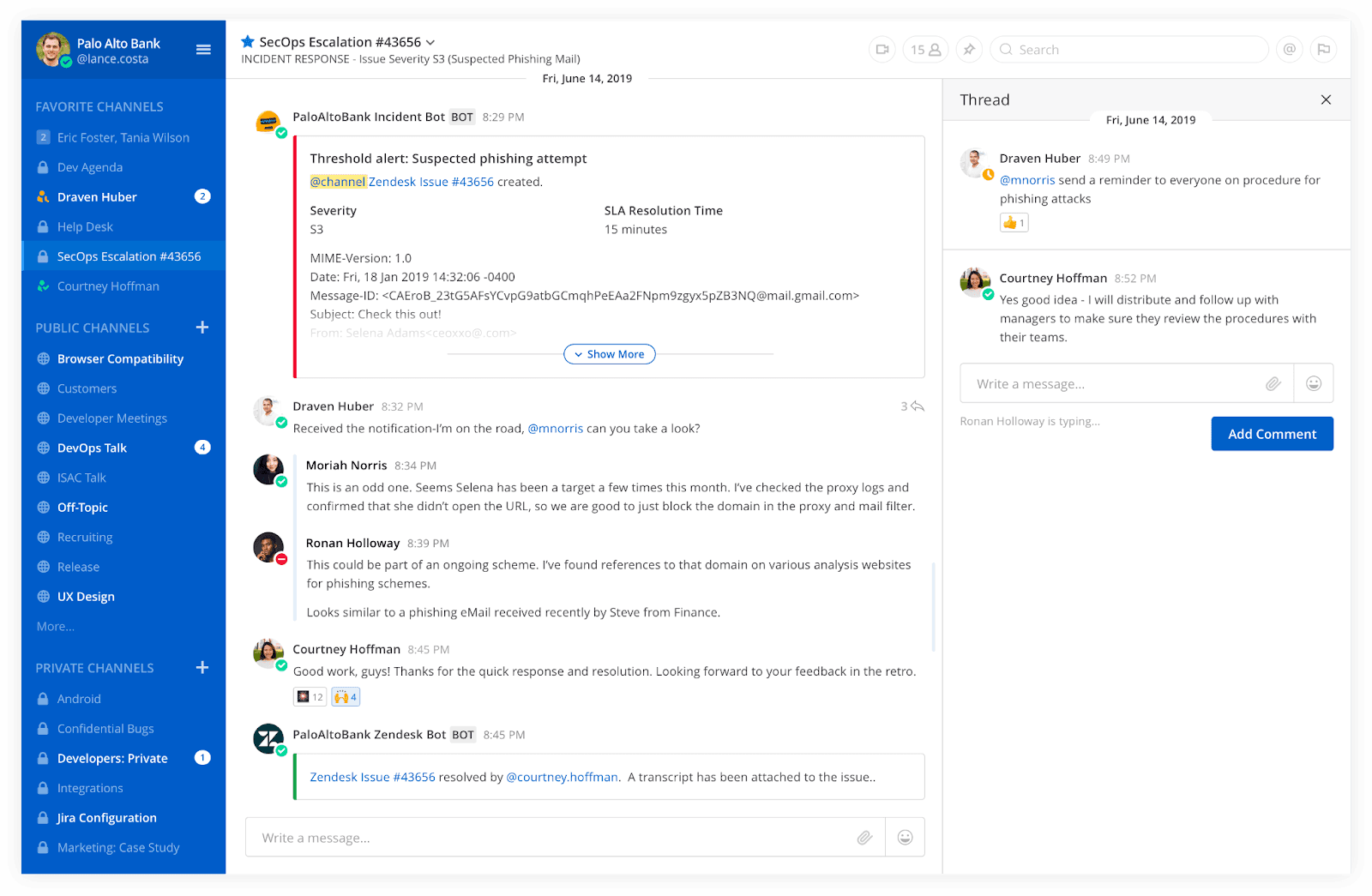 Developers and IT teams working together in Mattermost