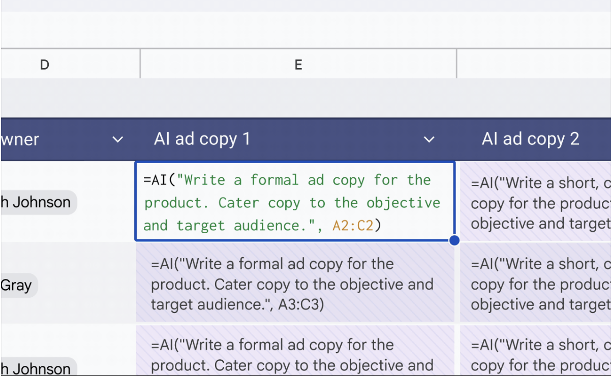 Google sheet ai