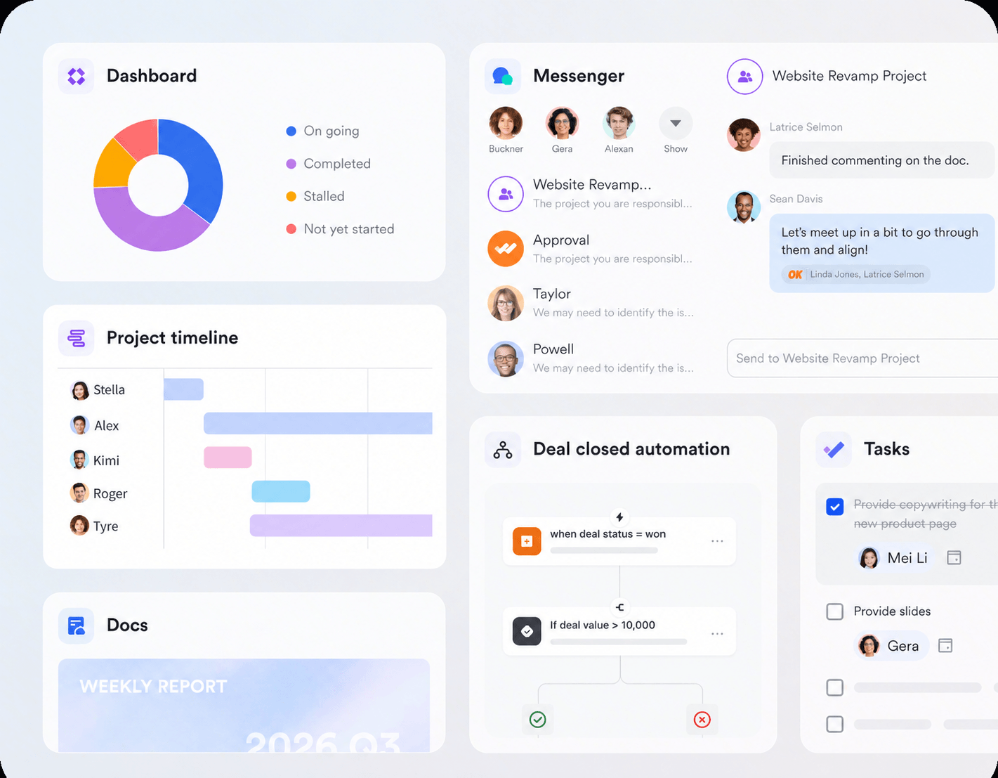 Lark’s no‑code database sits natively alongside chat, docs, and meetings in one workspace.