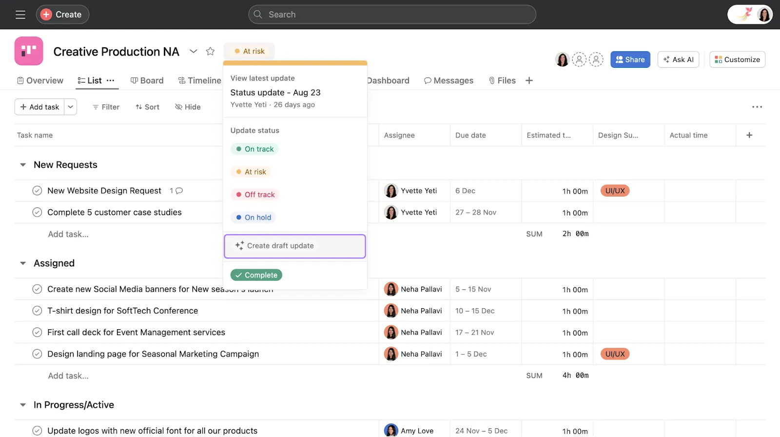 Asana with AI features