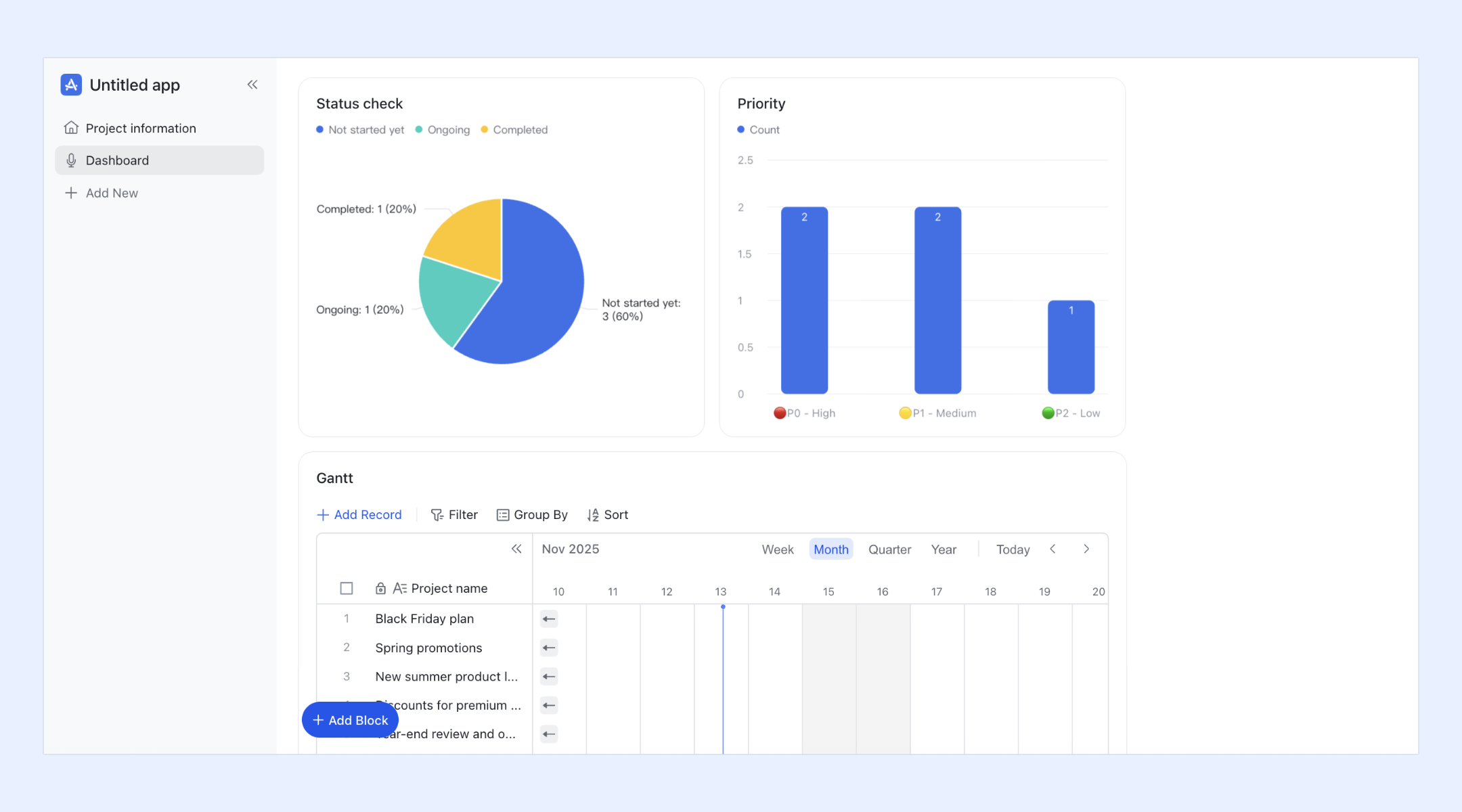 Custom operational systems using base apps and record layouts