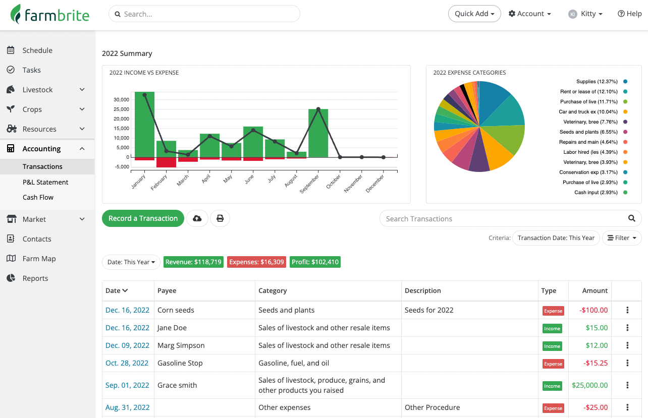 Farmbrite livestock and crop management system