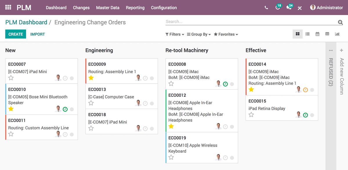 Odoo PLM product lifecycle management
