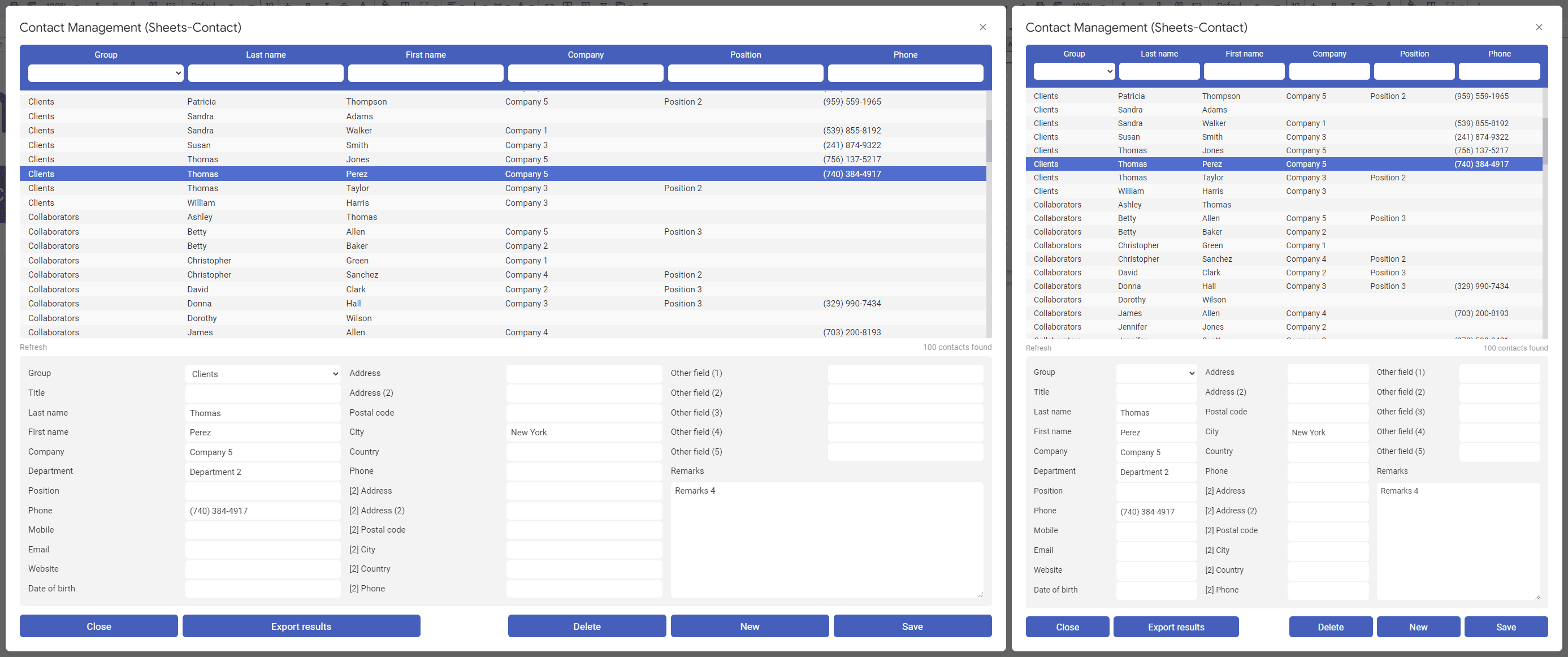 Contact management templates