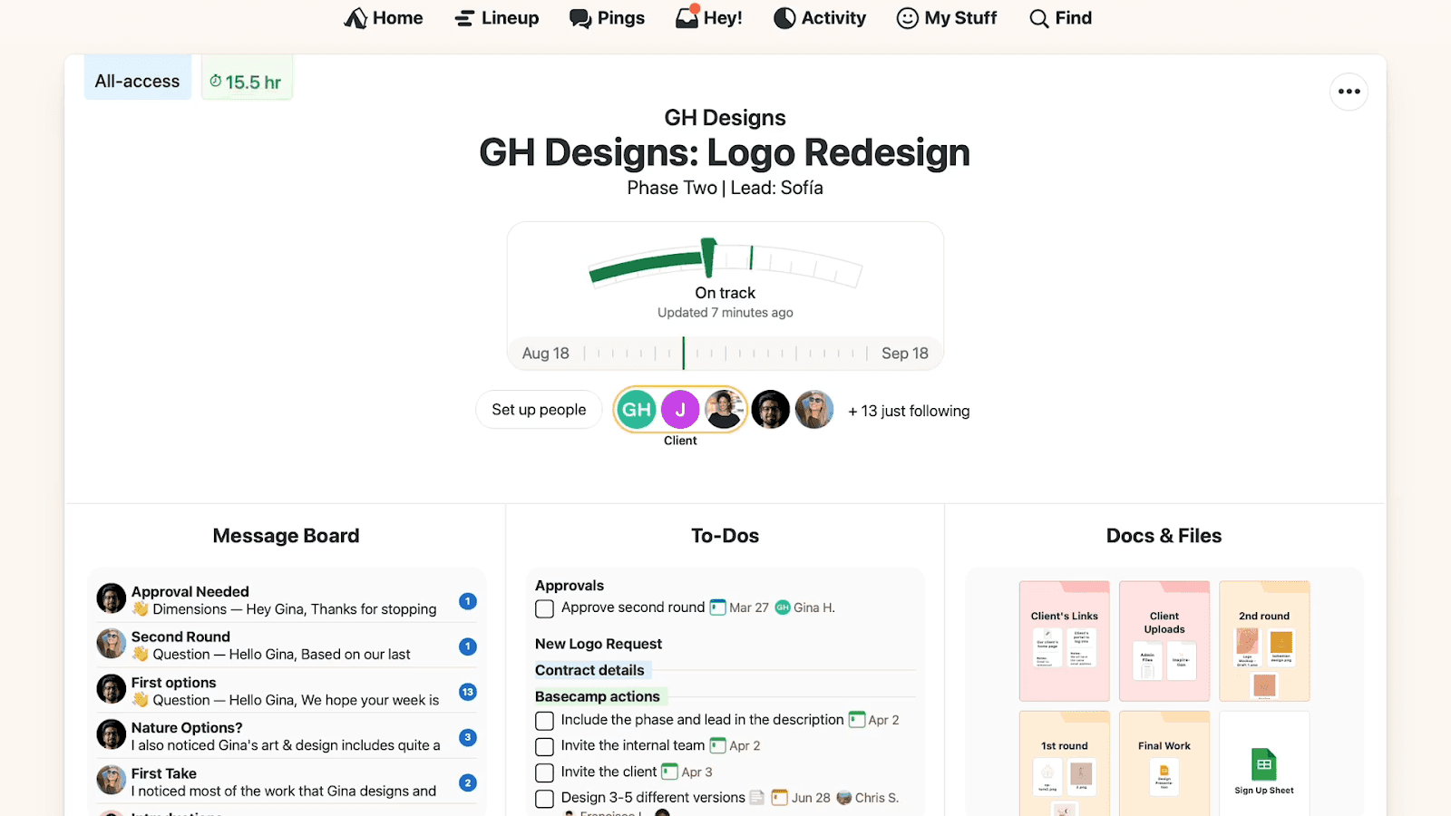 Project management on Basecamp