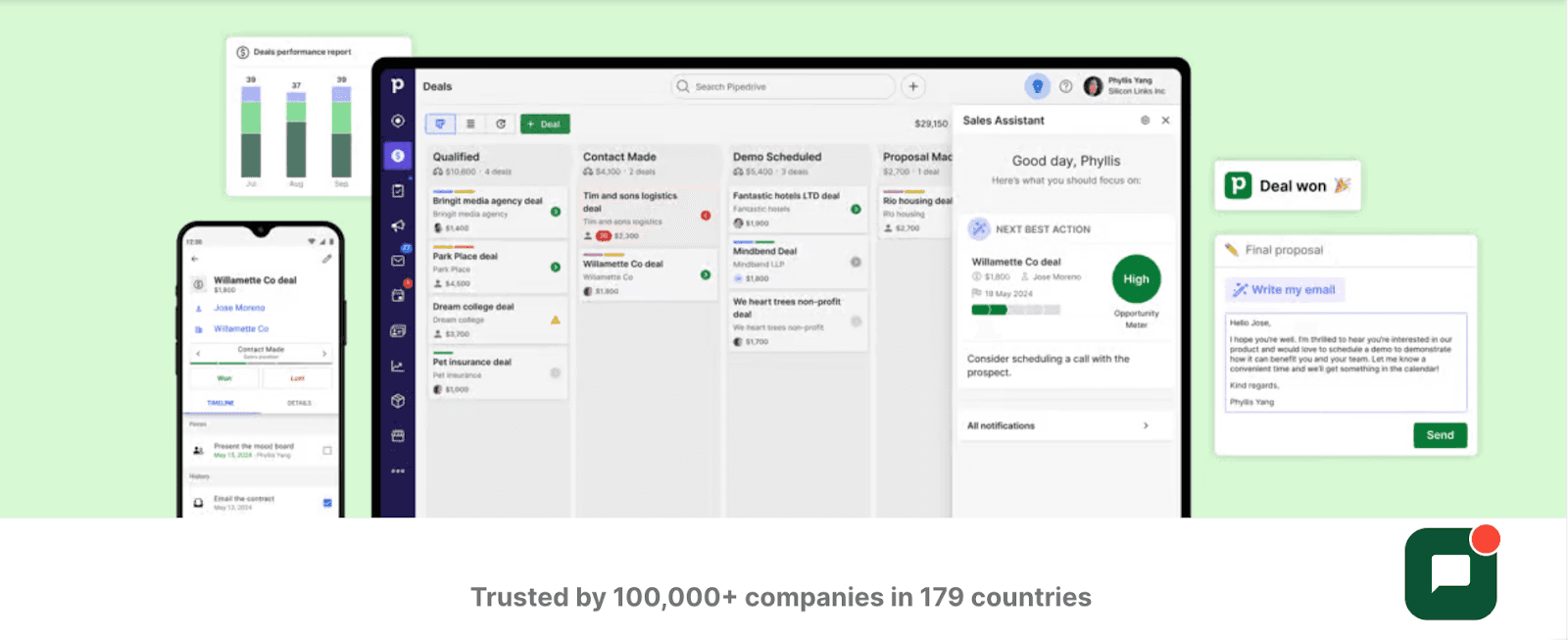 An image showing the Zoho CRM alternative, Pipedrive