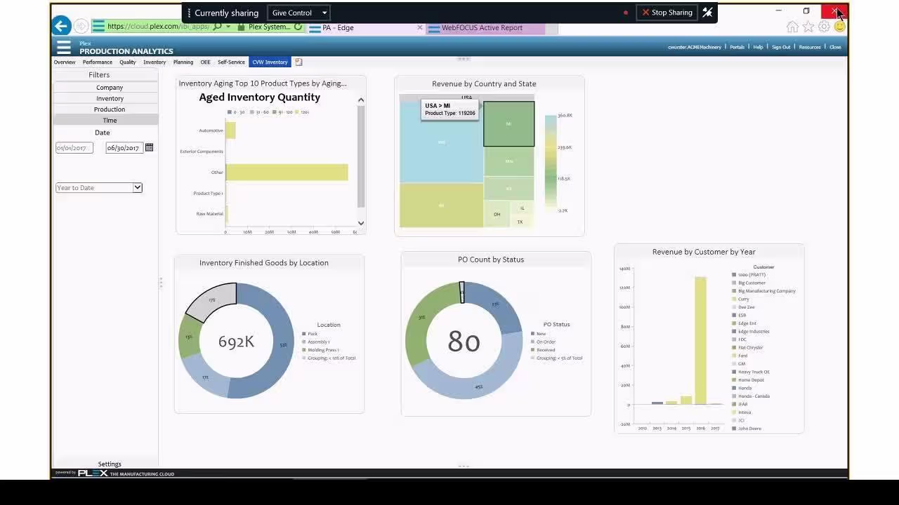 Plex Manufacturing Cloud production planning, quality management tool