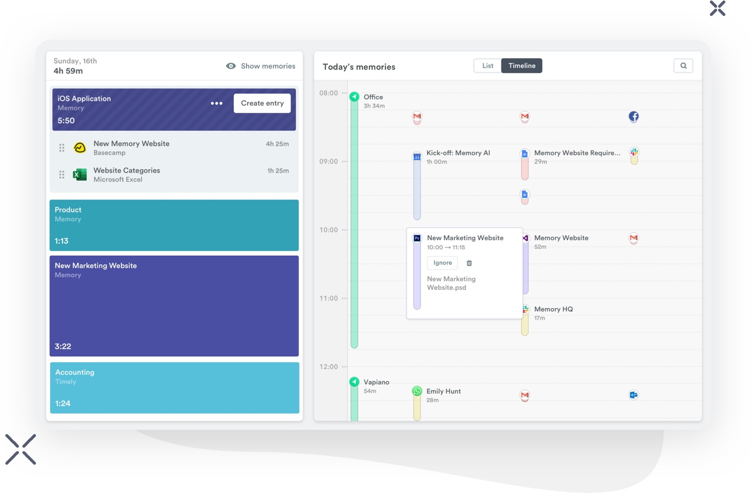 Time tracking in Timely
