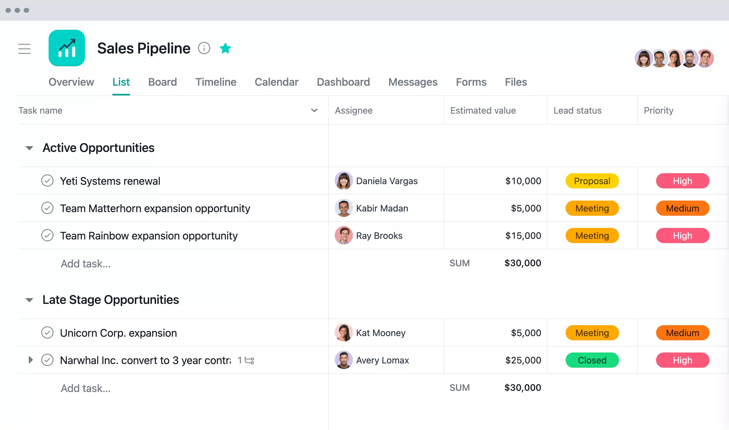 Asana task-focused workflow tracking app