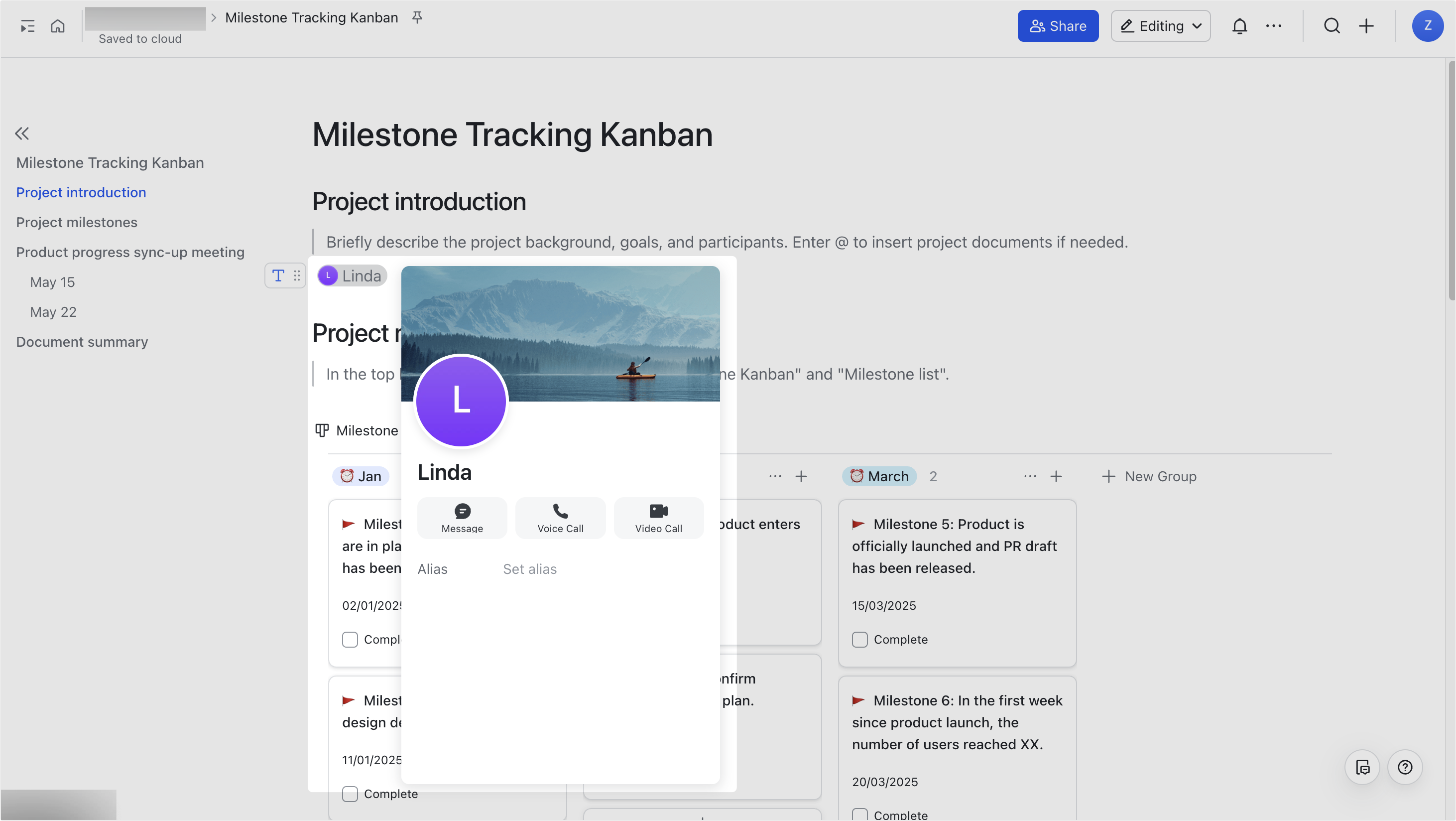 Use the @ feature in Docs