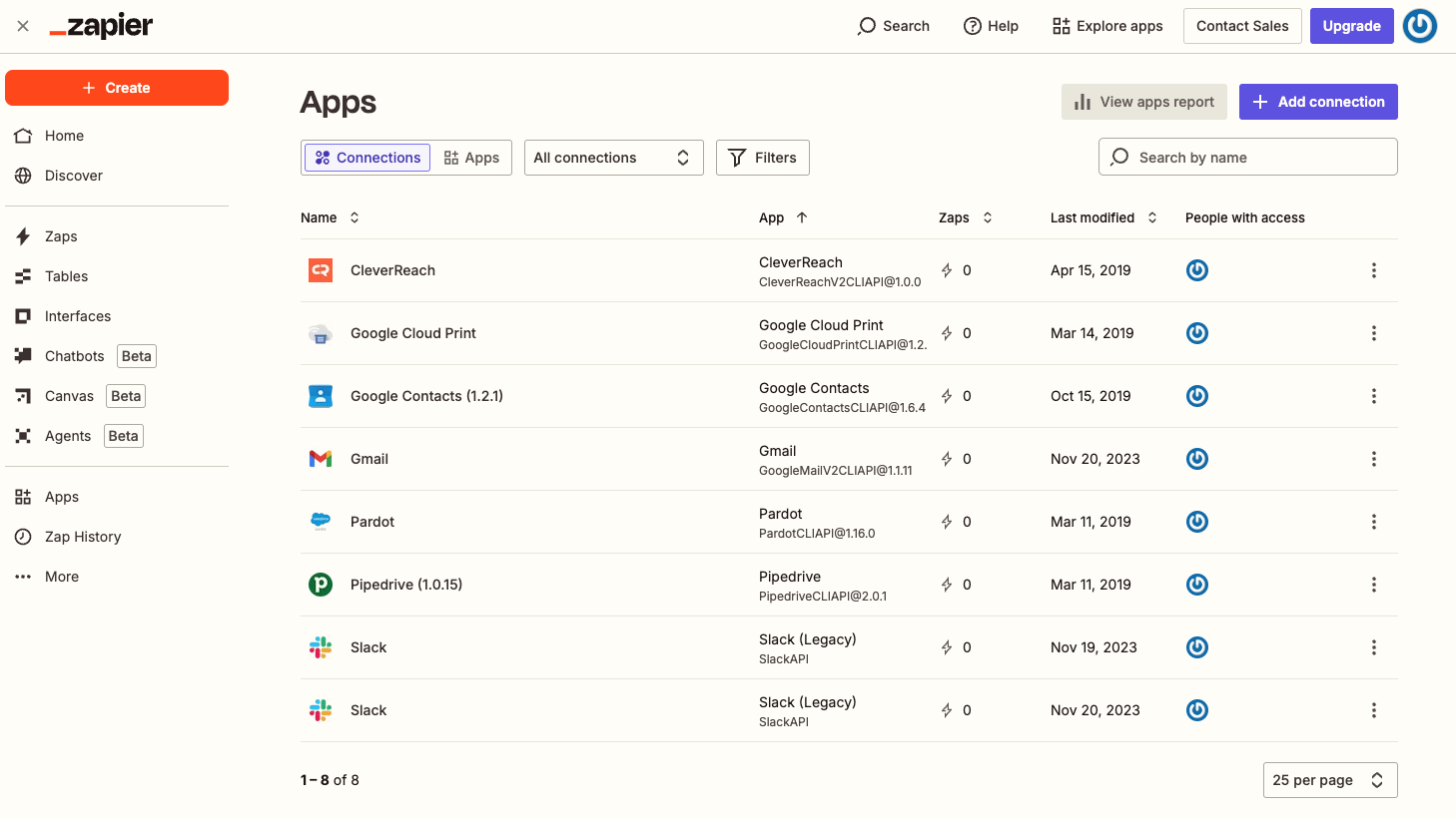 Connect app accounts in Zapier