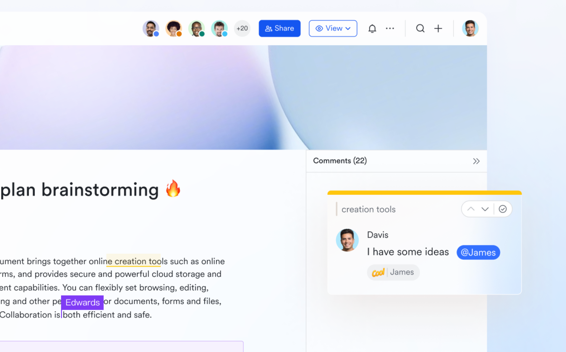 Lark Docs supports stakeholders to comment and edit in real time