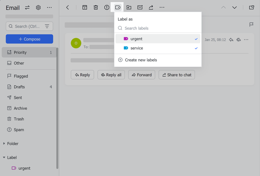 Manage email labels