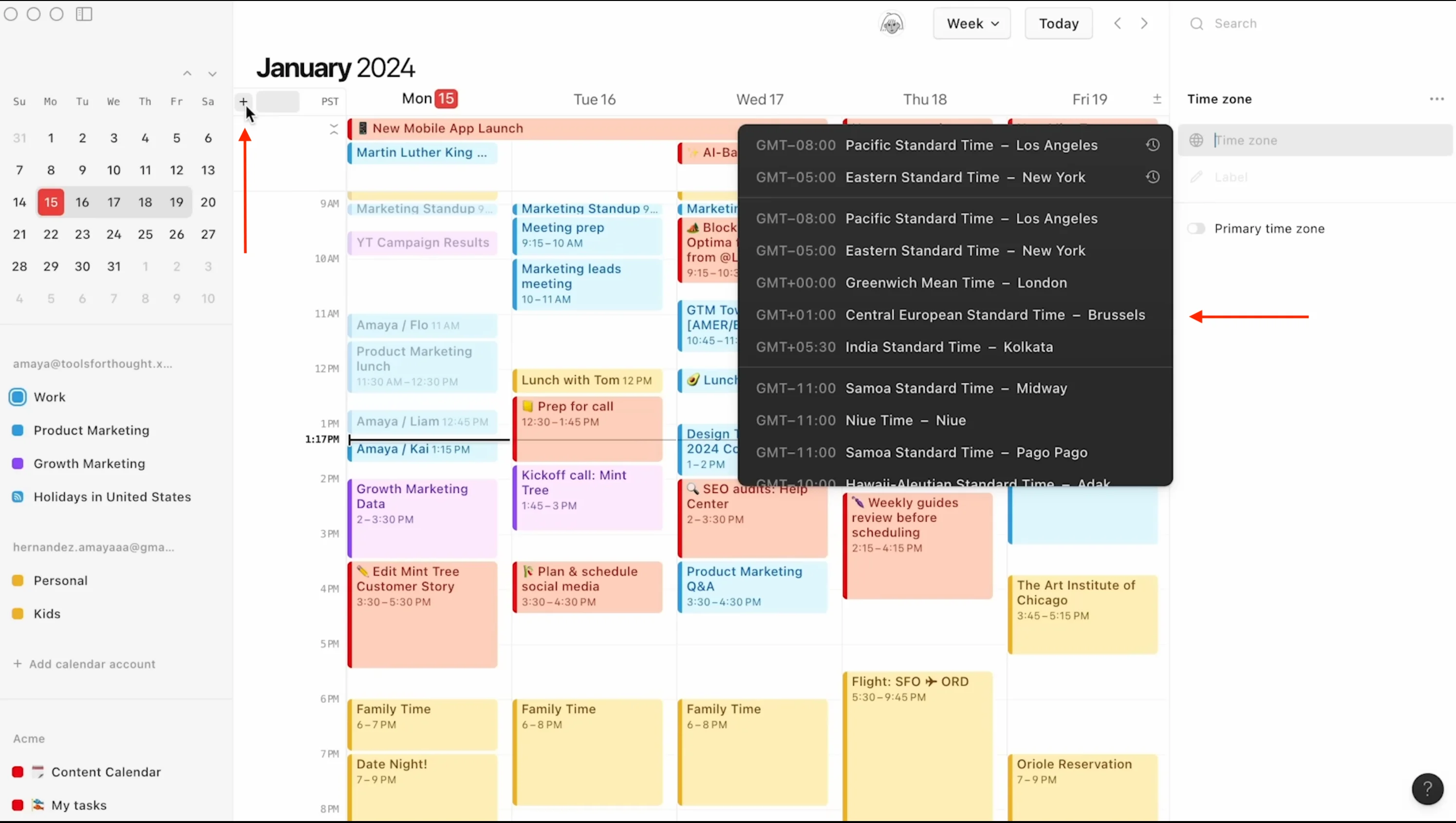 Notion Calendar for flexible blocks with database integration