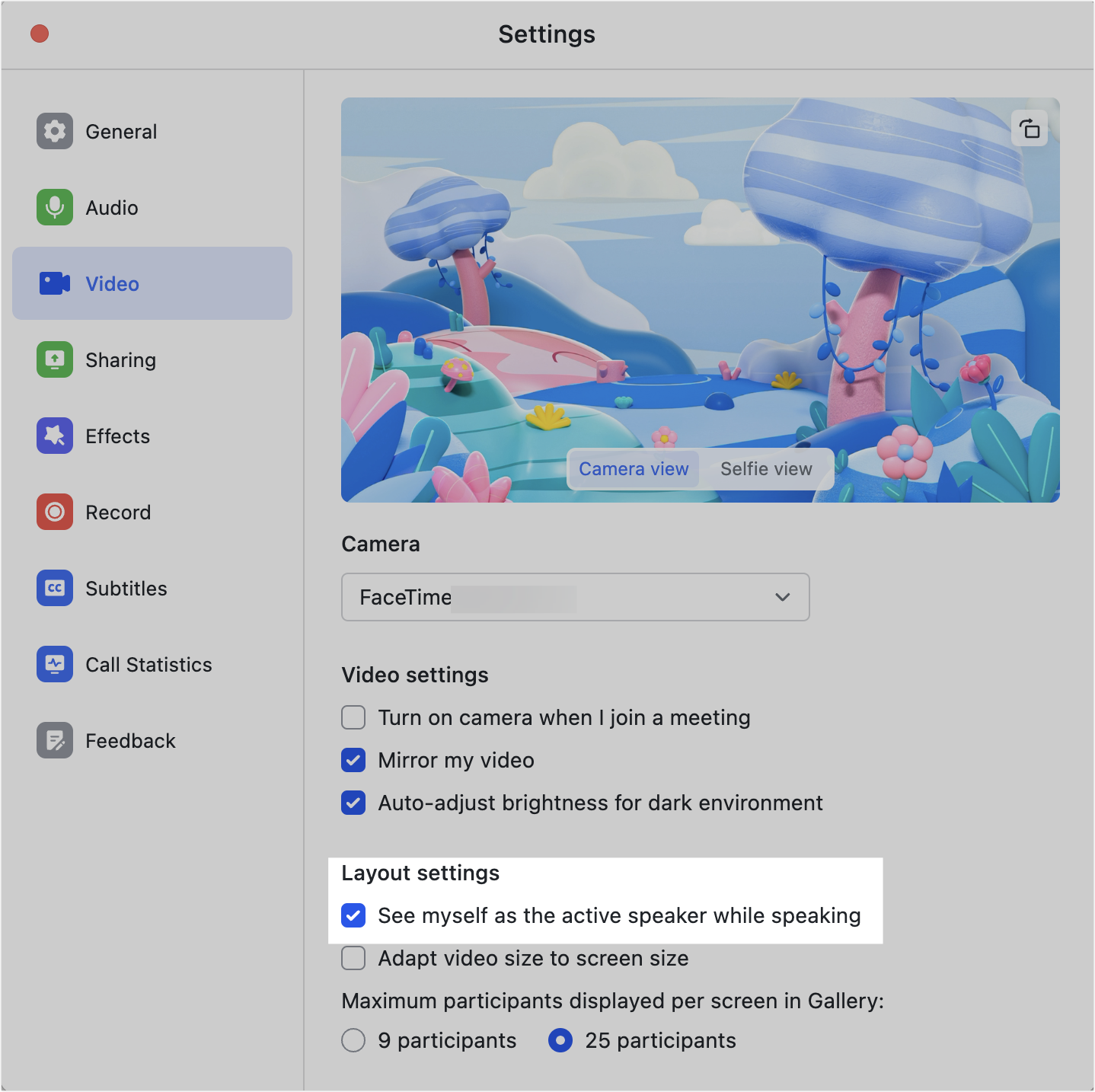 Change your video meeting's layout