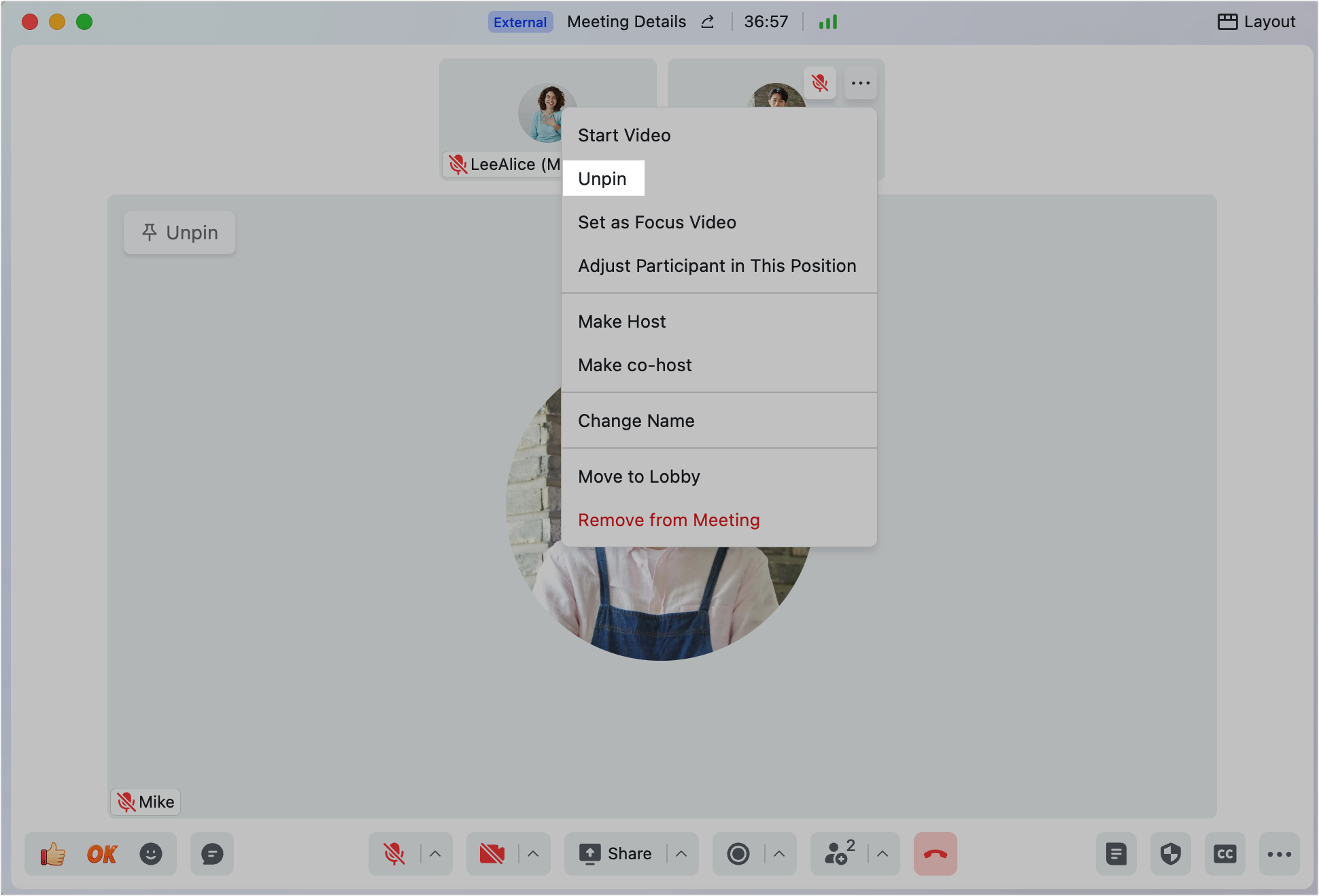 Change your video meeting's layout