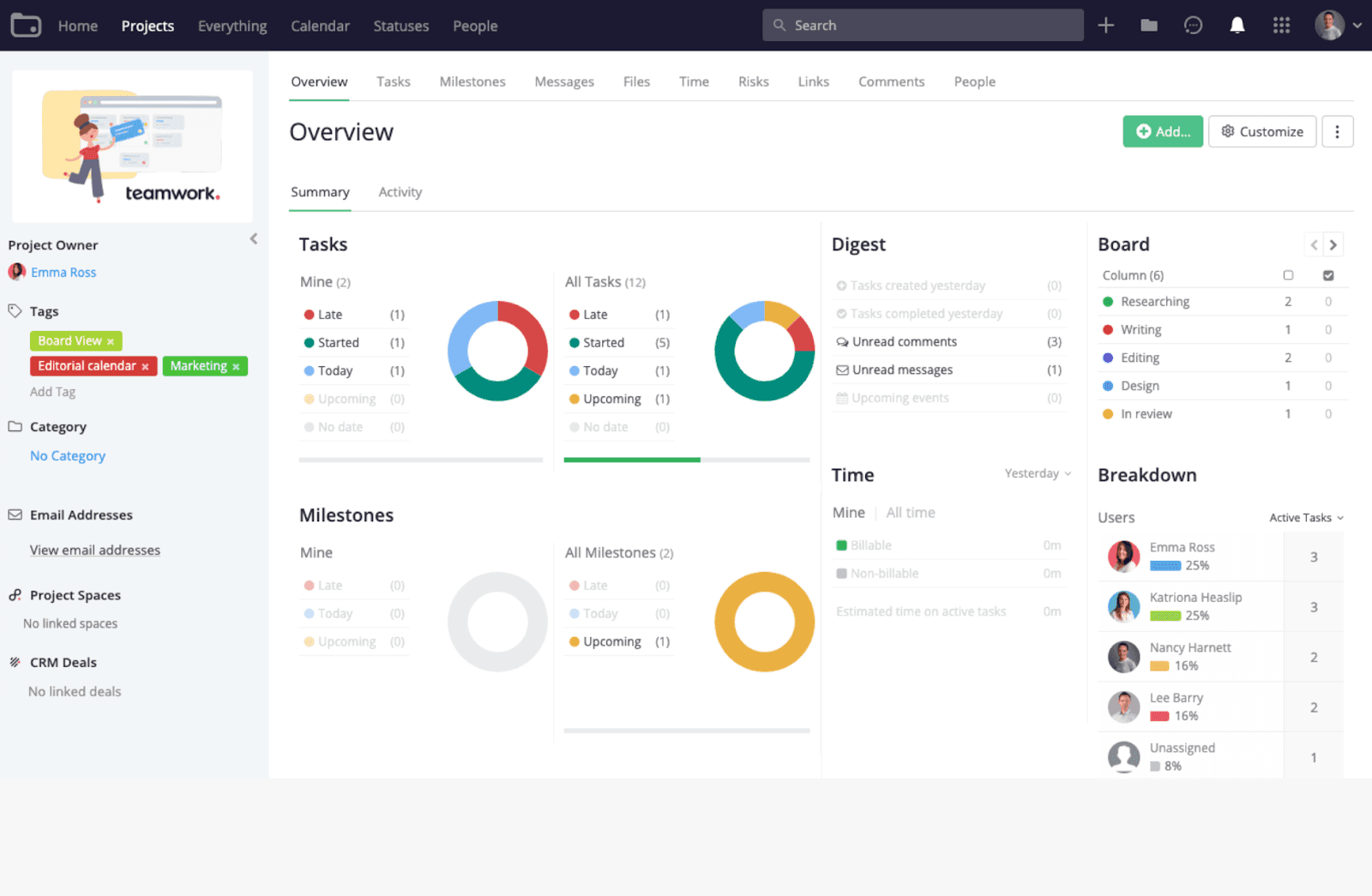 Interface of Teamwork CRM