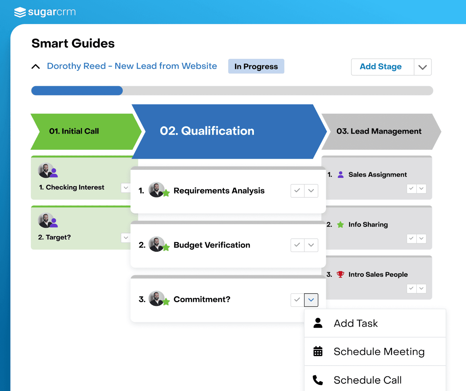 Interface of Sugar CRM