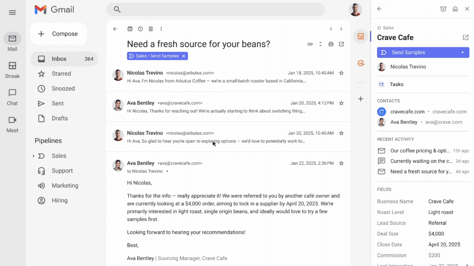 Streak as a CRM for Gmail