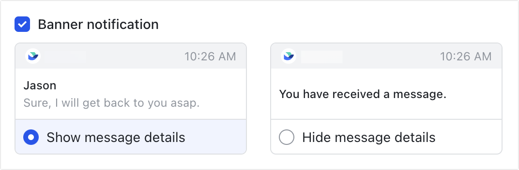 Set notification sounds for messages
