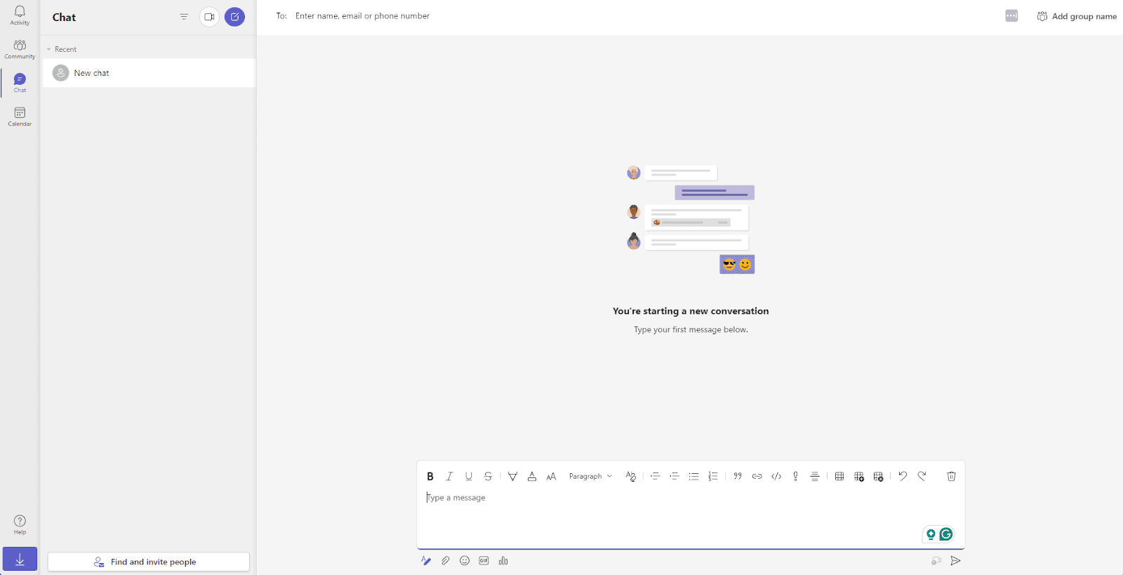 Screenshot of Teams' user interface