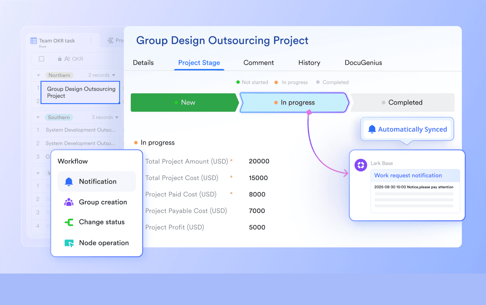 workflow and automation in Lark Base