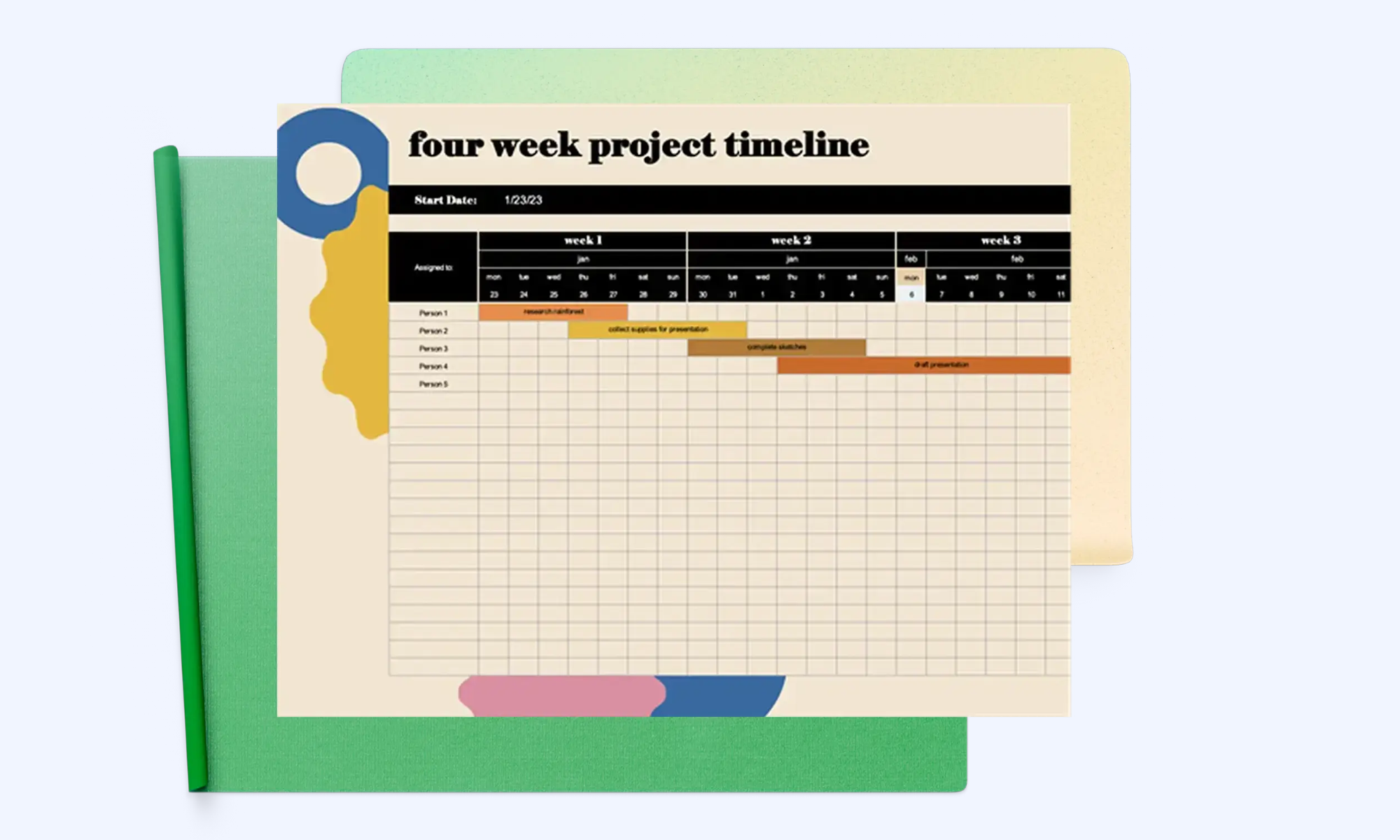 Manage the projects using the project timeline tracker template