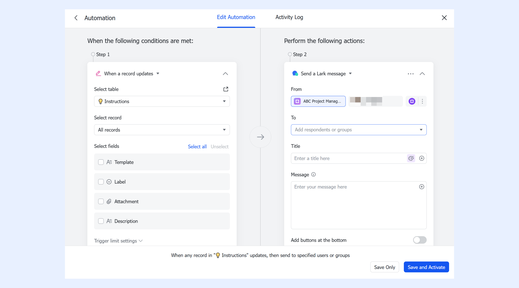 Lark project automations