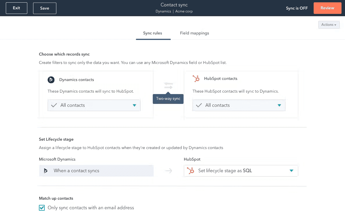 The interface of HubSpot CRM