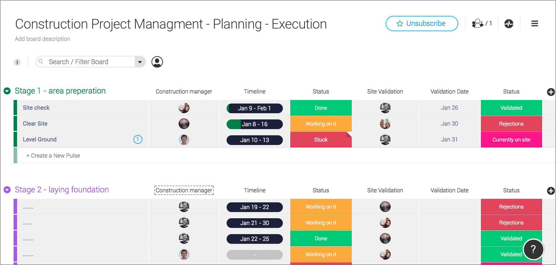 Monday.com for customizable timelines