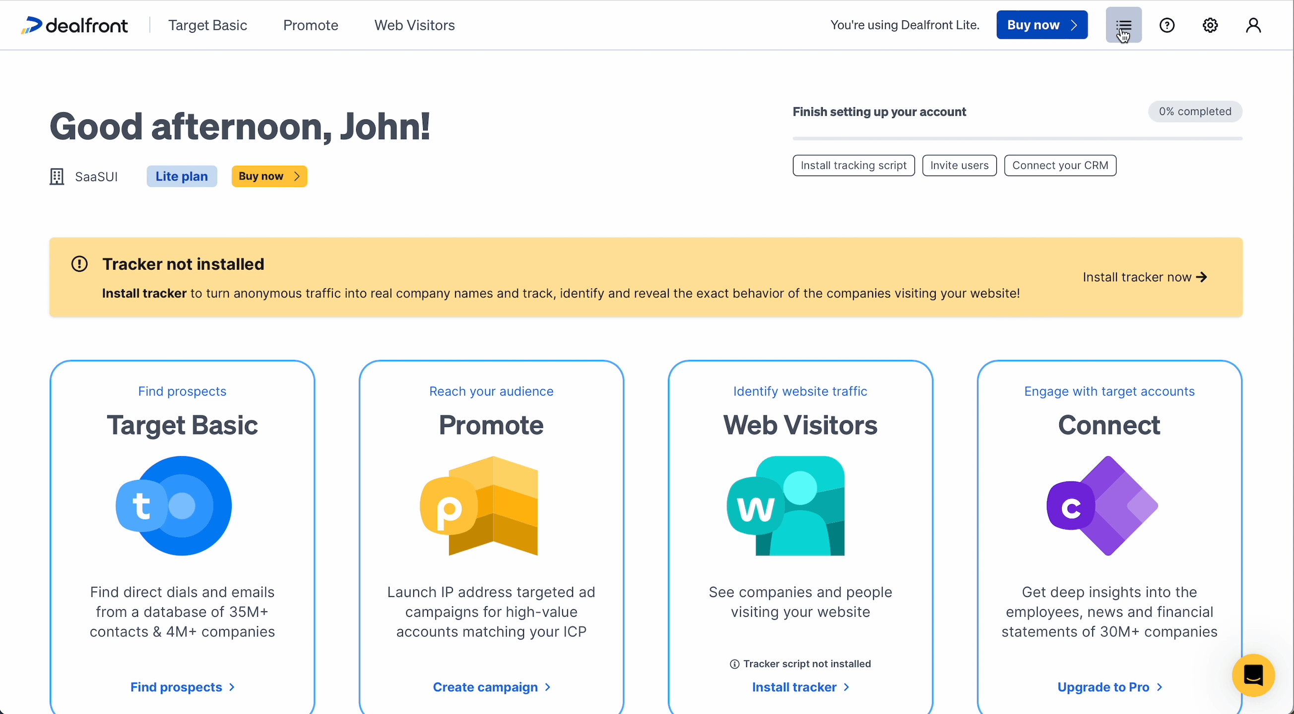 Dealfront interface