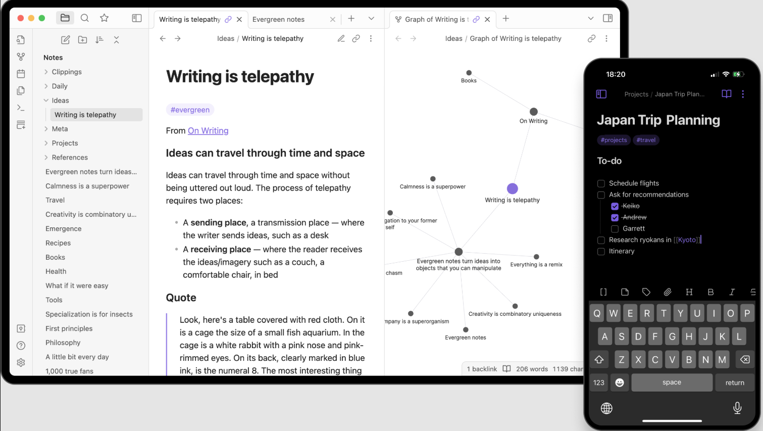 Obsidian: Knowledge management tool focused on note interlinking