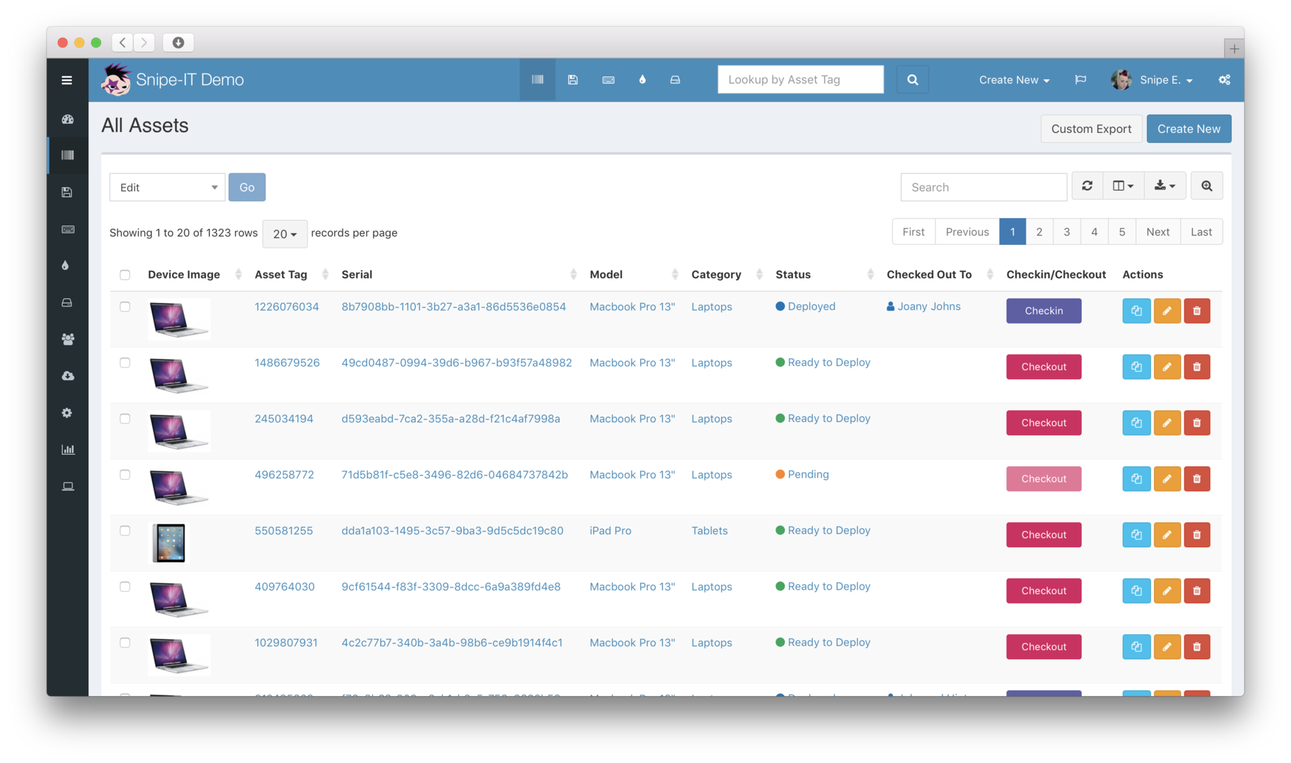 Snipe-IT open source inventory management asset list