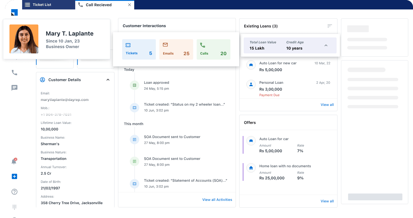 interface of Salesforce CRM system