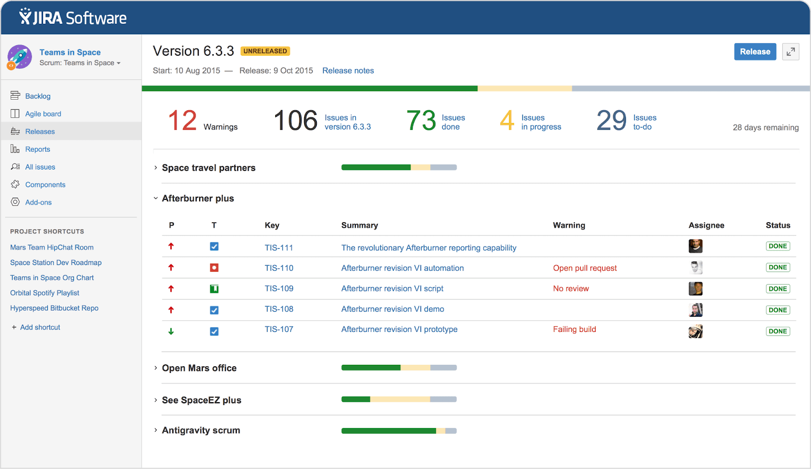 An image that displays Jira, the Airtable alternative.