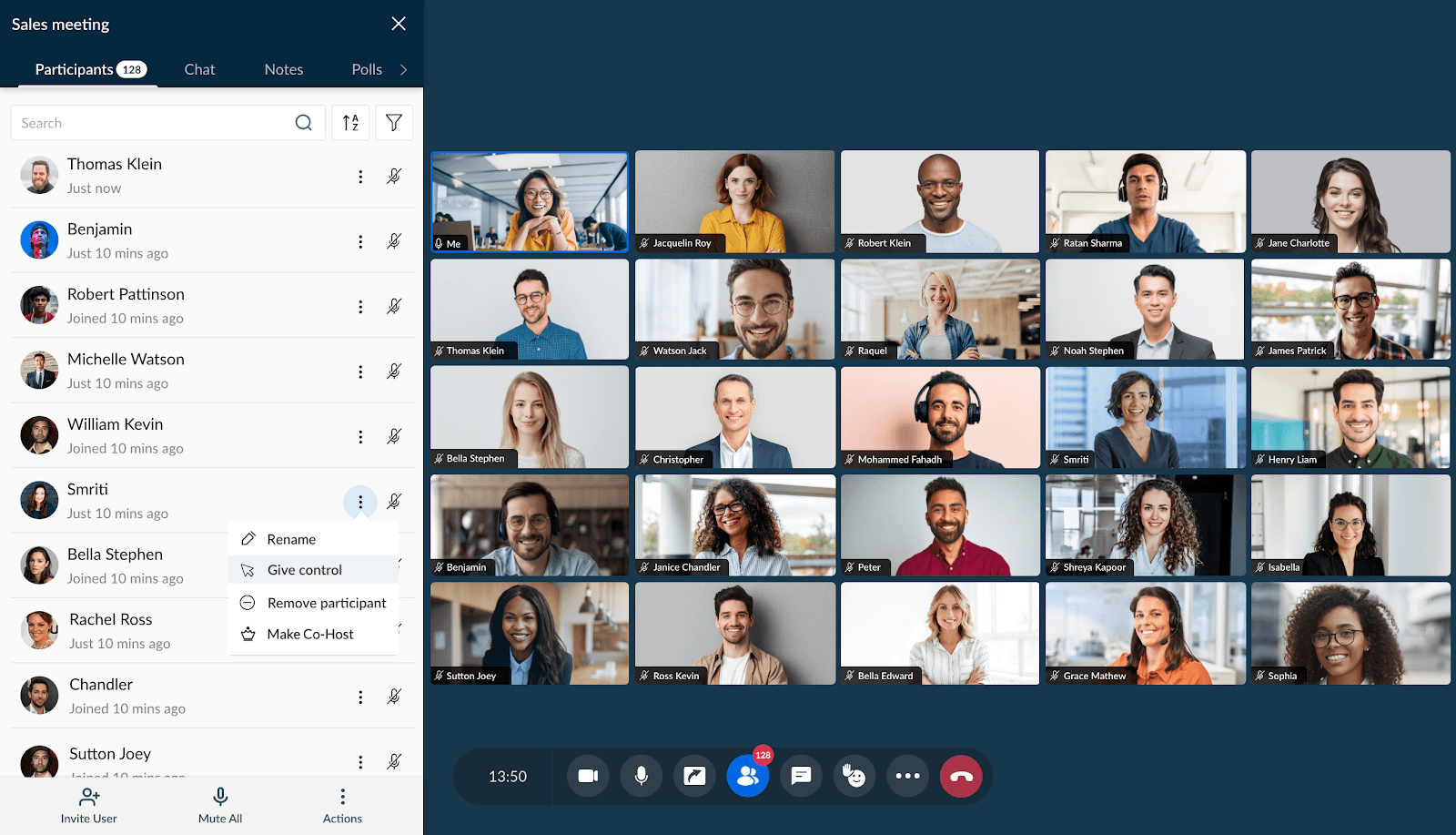 A screenshot of Zoho Meeting 