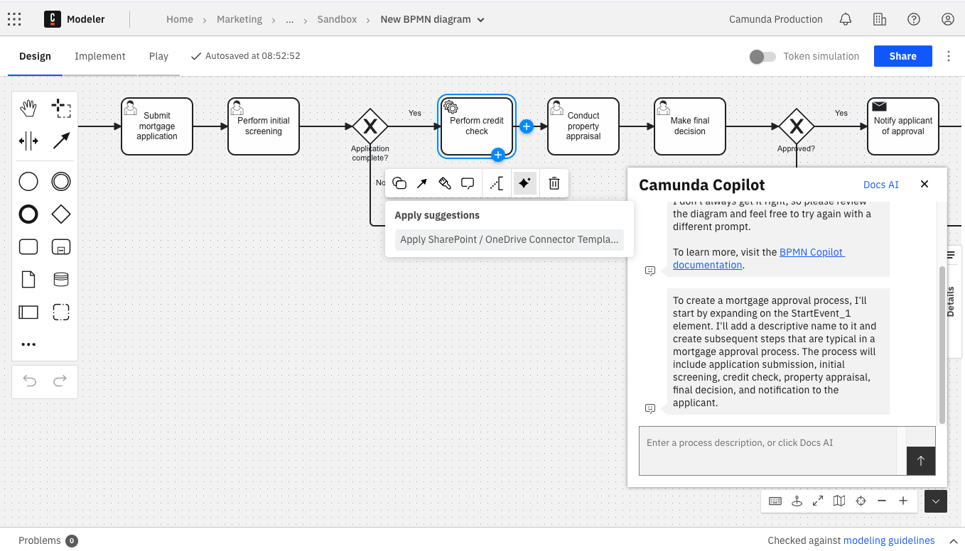 Process modeling in Camunda