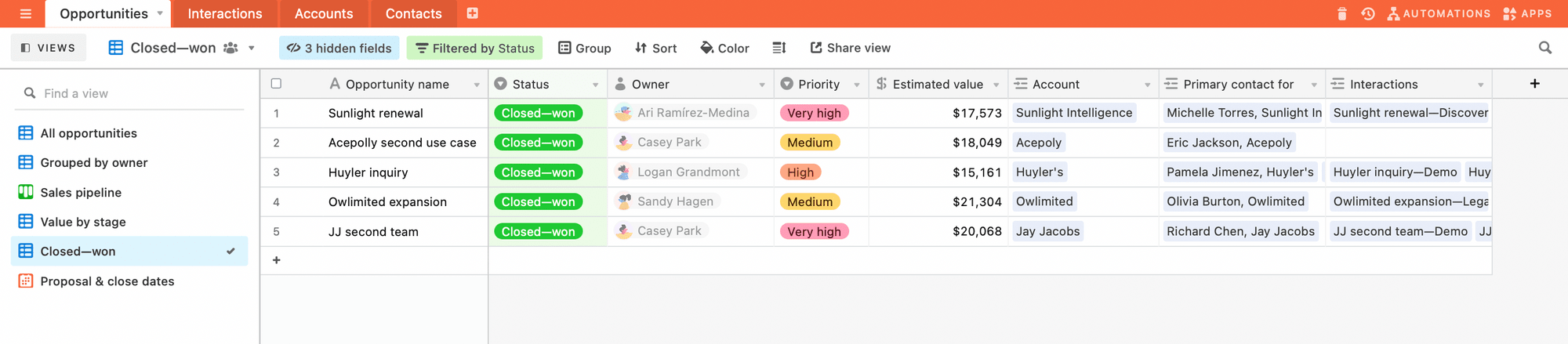 Airtable list view