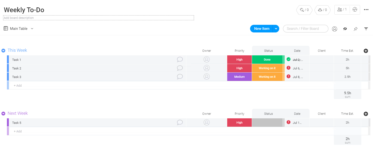Monday.com's powerful work management combines task lists with advanced reporting