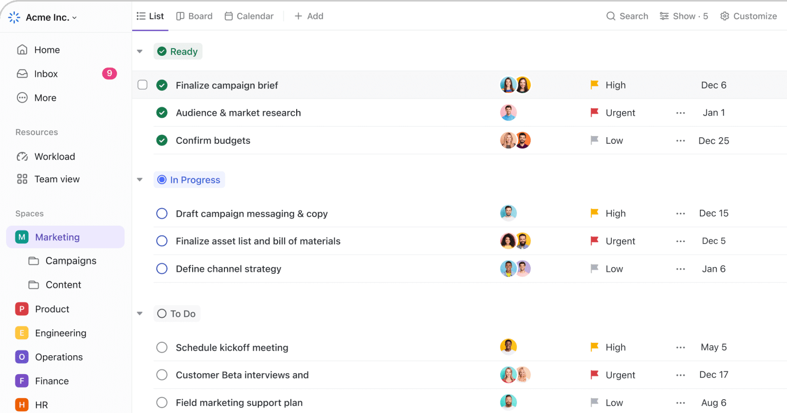 Follow task progress and time with Clickup