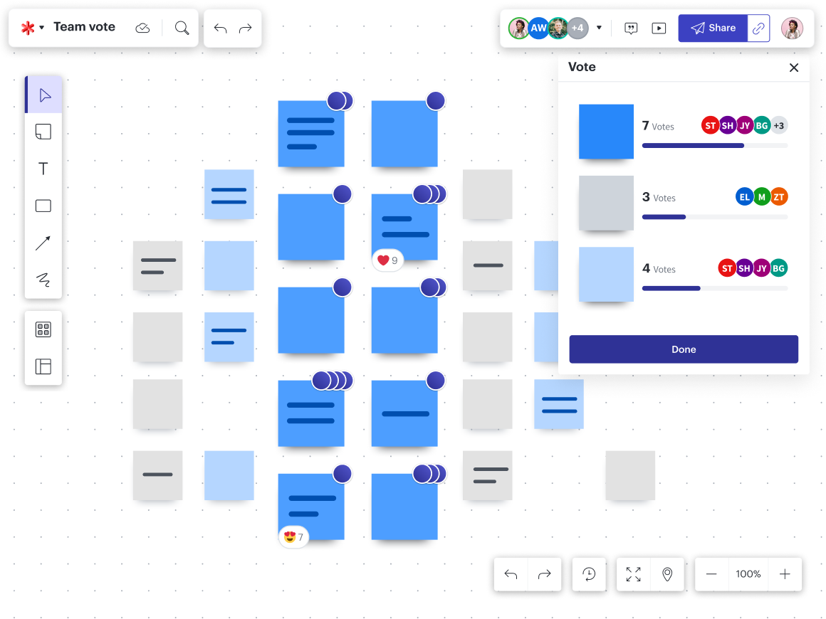 Lucidspark allows visual brainstorming for structured teams